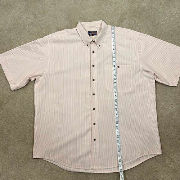 Grand Isle 100% Cotton Orange White Stripe Men Short Sleeve Button Down Shirt 2X - Picture 5 of 12